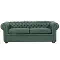 Beliani 3 Seater Sofa Faux Leather Green Chesterfield