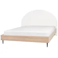 Beliani Fabric Eu Super King Size Bed White Millay