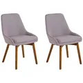 Beliani Set Of 2 Fabric Dining Chairs Taupe Melfort