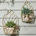 Dibor Set Of 2 Vintage Style Wall Planters Ivory White Ornate Scrolled Wall Hanging Basket Flower Pots Indoor Outdoor Garden Planters