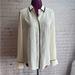 J. Crew Tops | J Crew Size 4 Cream White With Black Trim Long Sleeve Button Down Silk Blouse | Color: Cream/White | Size: 4