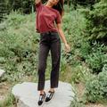 Free People Pants & Jumpsuits | Free People Pacifica Washed Black Denim High-Rise Straight Leg Jeans | Color: Black | Size: 31