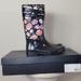 Coach Shoes | Coach Traisha Ii Black Floral Print Leather Trim Rain Boots Q8010 Size 10 | Color: Black/Pink | Size: 10