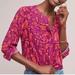 Anthropologie Tops | 22 Of 52 Conversations Colloquial Toot Your Own Horn Yoked Blouse | Color: Orange/Purple | Size: 6