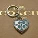 Coach Accessories | Coach Blue Signature Heart Locket Keychain Fob Bag Charm In Silver | Color: Blue/Silver | Size: Os