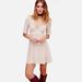 Free People Dresses | Free People Plunge Mini Dress X Small 0 2 S $148 Mixed Knit Tie Fit&Flare Nwt | Color: Cream/White | Size: S