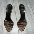 Gucci Shoes | Authentic Gucci Kitten Heel Sandal Mules With Bow | Color: Brown/Gold | Size: 8.5