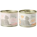 MjAMjAM - Premium Nassfutter für Katzen - Kitten saftiges Hühnchen mit Lachsöl, 6er Pack (6 x 200 g) & Premium Nassfutter für Katzen - saftiges Huhn an leckeren Möhrchen, 6er Pack (6 x 200 g)