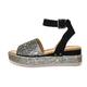 BKYWJTR6 Platform Sandals Wedges Women's Trend Shoes Summer Women Elegant Heels Fashion Party Dress Stylish Girls Black Rhinestone Shoes, gold, 5 UK