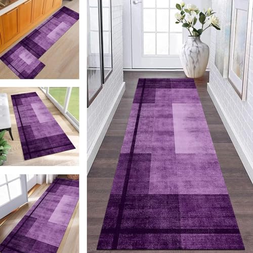 ZESEWU Hallway Runner Rug Door Mats Indoor Non Slip Area Rug Runner 70X180CM Carpet Runners for Hallways Purple Washable Runner Rug for Kitchen Living Room Bedroom Door Entrance Décor Laundry Room