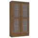 Homgoday Vitrine Cabinet, Bookcase with Glass Doors, Freestanding Display Storage Cabinet for Living Room Office Sideboard with Shelving Unit Brown Oak 82.5x30.5x150 cm Engineered Wood