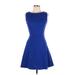 Love Ady Casual Dress - Mini Crew Neck Sleeveless: Blue Solid Dresses - Women's Size Large