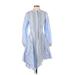 BCBGMAXAZRIA Casual Dress - Shirtdress: Blue Stripes Dresses - Women's Size 2X-Small