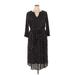 Lane Bryant Casual Dress - Midi V Neck 3/4 sleeves: Black Dresses - Women's Size 14 Plus