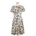 Lafayette 148 New York Casual Dress - A-Line Crew Neck Short sleeves: Ivory Leopard Print Dresses - New - Women's Size 2