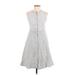 Banana Republic Casual Dress - A-Line Crew Neck Sleeveless: Gray Dresses - Women's Size 4 Petite