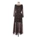 Abercrombie & Fitch Casual Dress - Maxi Boatneck Long sleeves: Brown Paisley Dresses - Women's Size Medium