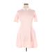 Aphratti Casual Dress - Mini Collared Short sleeves: Pink Color Block Dresses - Women's Size X-Large