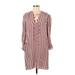 Diane von Furstenberg Casual Dress - Shift Tie Neck 3/4 sleeves: Pink Dresses - Women's Size X-Small