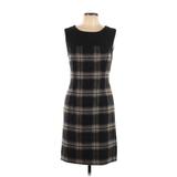 Banana Republic Factory Store Casual Dress - Sheath Boatneck Sleeveless: Black Plaid Dresses - Women's Size 10