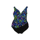 Longitude One Piece Swimsuit: Blue Print Swimwear - Women's Size 18 Plus