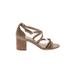 Sam Edelman Heels: Tan Print Shoes - Women's Size 7 - Open Toe