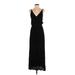 Lulus Casual Dress - Midi V-Neck Sleeveless: Black Print Dresses - Women's Size Small