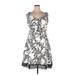 Donna Ricco Casual Dress: Silver Baroque Print Dresses - Women's Size 16