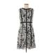 Talbots Casual Dress - A-Line Crew Neck Sleeveless: Gray Dresses - Women's Size 8