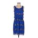 Romeo & Juliet Couture Cocktail Dress: Blue Graphic Dresses - Women's Size Small