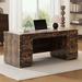 hanada Desk w/ Metal Edge Trim，2 file drawers，USB Ports & Outlets Wood in Brown | 30 H x 70 W x 28 D in | Wayfair Hada20237542