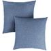 Ebern Designs Indoor/Outdoor Blue Knife Edge Square Pillow Set, Set Of 2 Polyester/Polyfill blend | 16 H x 16 W x 6 D in | Wayfair