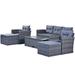 Red Barrel Studio® 6Pcs PE Rattan Patio Outdoor Dining Sectional Sofa Set Wicker/Rattan/Metal/Rust - Resistant Metal in Gray/Blue | Wayfair