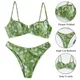 Sexy V Green Flower Print Bikini Set Swimsuit Women Y2k Two Piece Swimwear Luxury Tankinis Sets