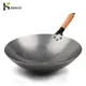 Konco Handmade Wok Smokless Cookware Uncoated Iron Pot Frying Pan Non-Stick Chinese Cast Iron Wok