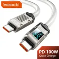 Cavo Toocki da tipo C a tipo C Display da 100W cavo dati meccanico in lega di zinco ricarica rapida cavo da USB C a USB C per xiaomi MacbooK