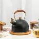 2.5L Fancy Stainless Steel Whistling Tea Kettle Wooden Handle Whistle Tea Pot Classic Water Boiler