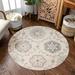 White Round 4'10" Area Rug - Ophelia & Co. Munz Floral Handmade Hand Tufted Ivory/Multicolor Wool Rug Cotton/Wool | Wayfair
