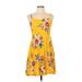 Old Navy Casual Dress - Mini Sweetheart Sleeveless: Yellow Floral Dresses - Women's Size Large