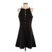 Betsey Johnson Casual Dress - A-Line Halter Sleeveless: Black Print Dresses - Women's Size 4