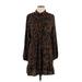 Topshop Casual Dress - A-Line High Neck Long sleeves: Brown Dresses - Women's Size 12