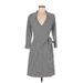 Laundry by Design Casual Dress - Wrap: Gray Grid Dresses - Women's Size Medium