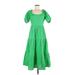 Boohoo Casual Dress - A-Line Scoop Neck Short sleeves: Green Solid Dresses - New - Women's Size 6