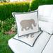 HomeRoots Set of Two 16" X 16" Gold and White Elephant Blown Seam Animal Print Indoor Outdoor Throw Pillow