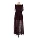 Baltic Born Casual Dress - Formal Open Neckline Sleeveless: Burgundy Print Dresses - New - Women's Size Small
