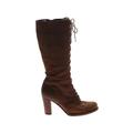 FRYE Boots: Slouch Chunky Heel Casual Brown Solid Shoes - Women's Size 8 1/2 - Round Toe