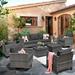 OVIOS 8-piece Patio Conversation Wicker Furniture Set Swivel Chair Set