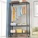 Heavy Duty Rolling Wardrobe Storage Rack,3 Tier Adjustable Wire Rack, Metal Clothes Hanger for Hanging Clothes,Max Load 500 lbs