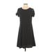 CeCe Casual Dress - A-Line Crew Neck Short sleeves: Black Print Dresses - Women's Size X-Small