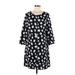 Banana Republic Casual Dress - Shift Scoop Neck 3/4 sleeves: Black Polka Dots Dresses - Women's Size 8